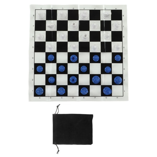 Kansainvälinen muovinen set 25 cm muovikalvolla shakkilaudalla PS kansainvälinen shakki aikuisille lapsille, sininen ja valkoinen