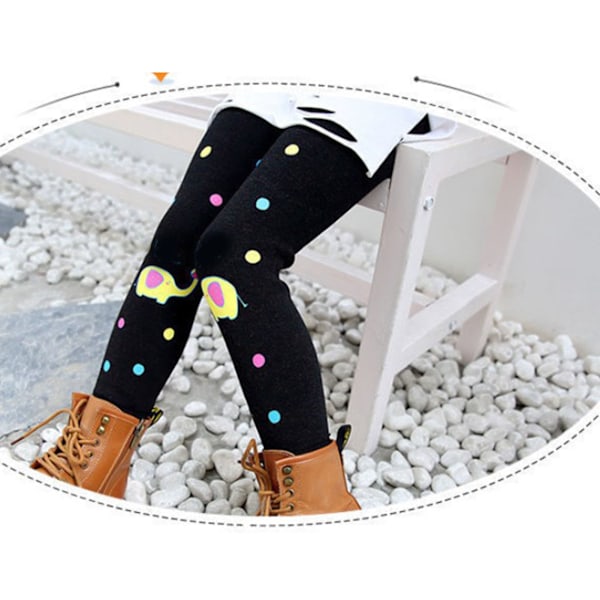 Flickor Leggings Varma Tjocka Hudvänliga Cartoon Print Över Häl Barn Tights Byxor för Höst Vinter S (Rekommenderad Höjd 90‑110cm / 35.4‑43.3in)