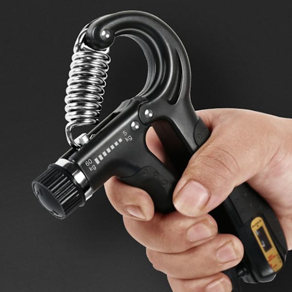 Grip Strength Trainer med Räknare Justerbar Styrka Elektronisk Handgreppstränare Underarms Tränare med Handskar Svart