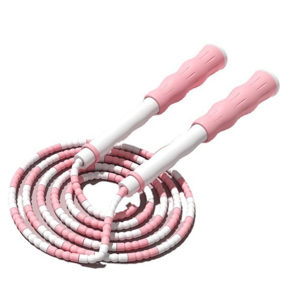 Segmenterat hopprep Justerbart Otrasslade pärlor Flexibel PP-plast hopprep för barn Rosa