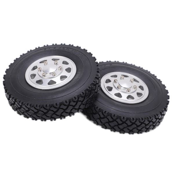 2 kpl Metalliseos Etunapa Kumirenkailla Tamiya 1/14 RC Perävaunu Traktori Kuorma-auto Auto Hopea