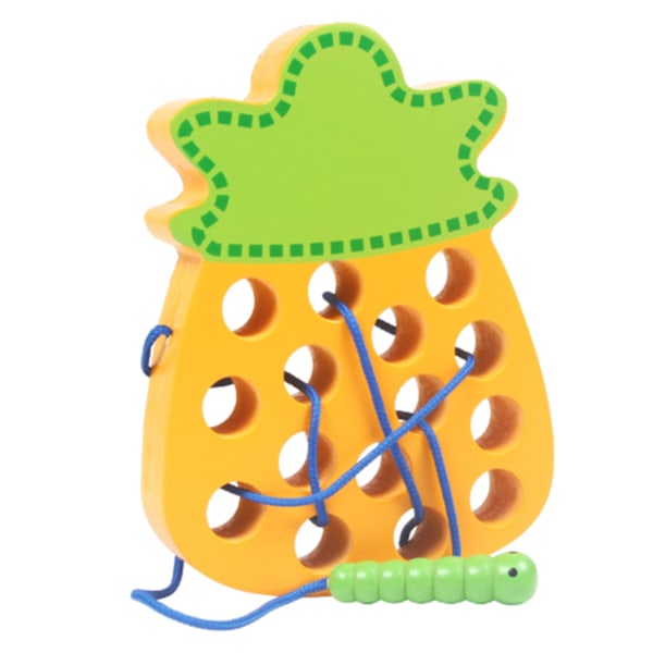 Treleksing leketøy i tre Montessori Orm som spiser frukt Treleksing reiselek for barn Tidlig utdanning leketøy Ananas