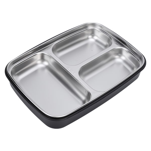Värmeisolerad Bento Lunch Box 3 Fack Läckagesäker 304 Rostfritt Stål Bento Lunch Box för Studenter Skola Kontor Svart