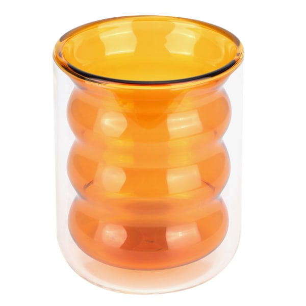 200 ml dobbeltlags glasskrus, varmebestandig, 3-dimensjonal spiralkopp for kontor, hjem og skole (gul)