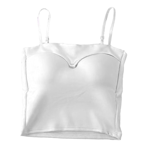 Pehmustettu hihaton tankkitoppi, avoin vyötärö, slim fit, spaghetti-hihnat, rintaliivitankkitoppi, valkoinen, vapaa koko (39,9-64,9 kg)