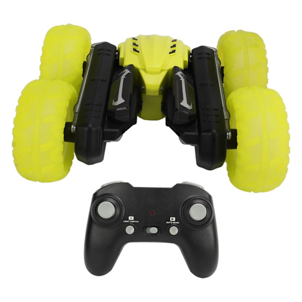 2.4G Dobbeltsidig RC Stuntbil 360 Graders Flips Roterende Lyd Lys Genopladelig Fjernstyret Stuntbil Gul Enkelt Batteri