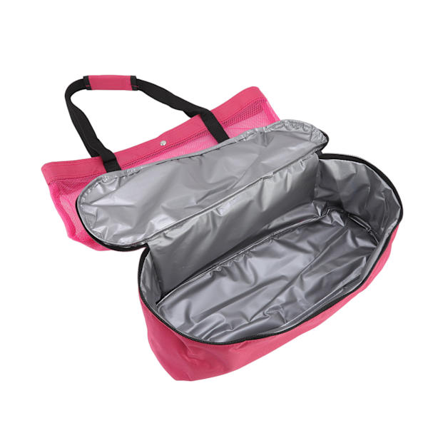 Mesh Strandtaske Multifunktion Mesh Design Top Lynlås Hold Friskhed Holdbar Stof Strand Tote til Strand Have Camping Rød