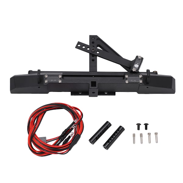 RC Metall Bakre Stötfångare Set med Reservdäck Varningsbakljus för Axial SCX10 90046 1/10 RC Bil Crawler