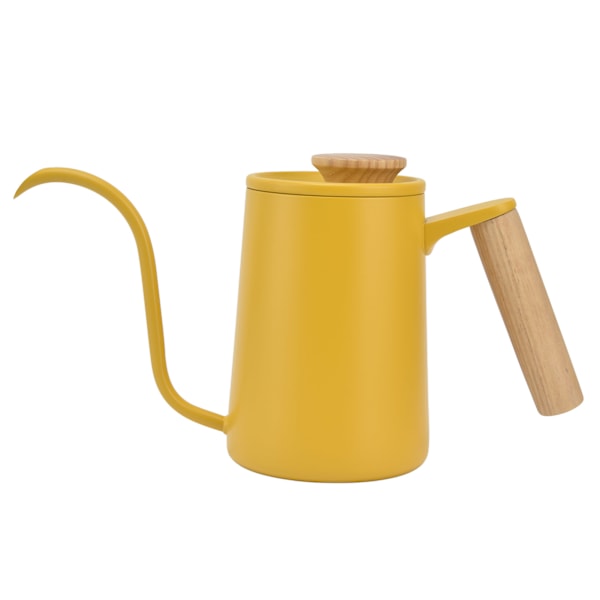 Stainless Steel Gooseneck Spout Drip Pot Coffee Long Mouth Tea Kettle Hand Coffee Maker Yellow600ml