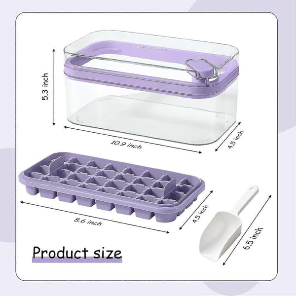 SDIGV Isbitsform med Lock och Behållare, 2-pack för Frys, 64 st Isbitsformar (Grön) Purple