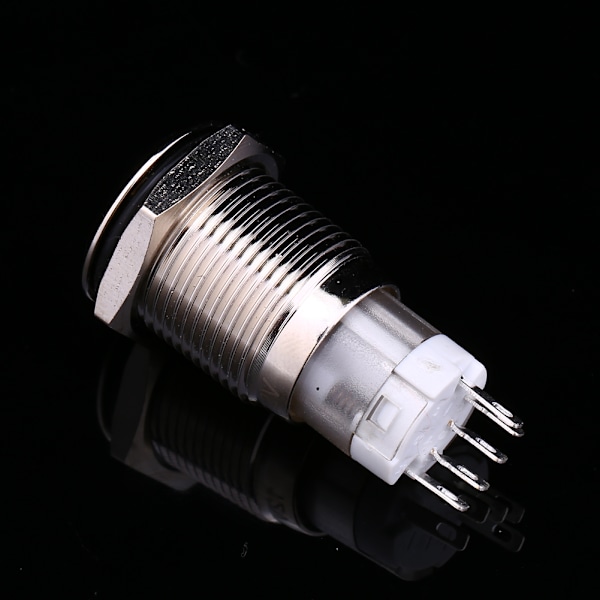 Auto 16mm 1NO 1NC Anslutning 12V Metall LED Vippströmbrytare Låsande Tryckknapp LJ