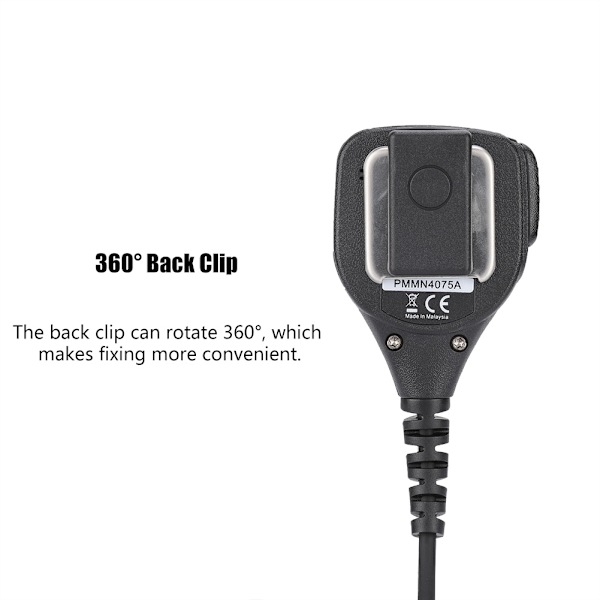 Högkänslig Walkie Talkie-högtalare 360° Backclip Clear Sound CB-mikrofon för 3,5 mm kontakt