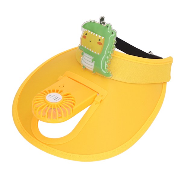 Lasten kesäaurinkohattu tuulettimella, söpö piirretty aurinkosuojaus, USB-lataus, viilentävä aurinkohattu, dinosaurus, violetti