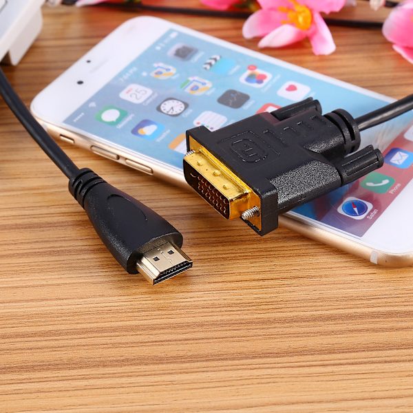 1M Guld HDMI Till DVI Hane Monitor Convert Adapter Kabelsladd För HDTV HD