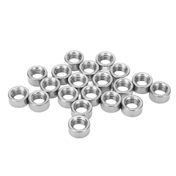 20 stk runde koblingsmuttere M8x12.5 12 L6mm stangkoblingsmuttere rustfrie stål gjengede hylser