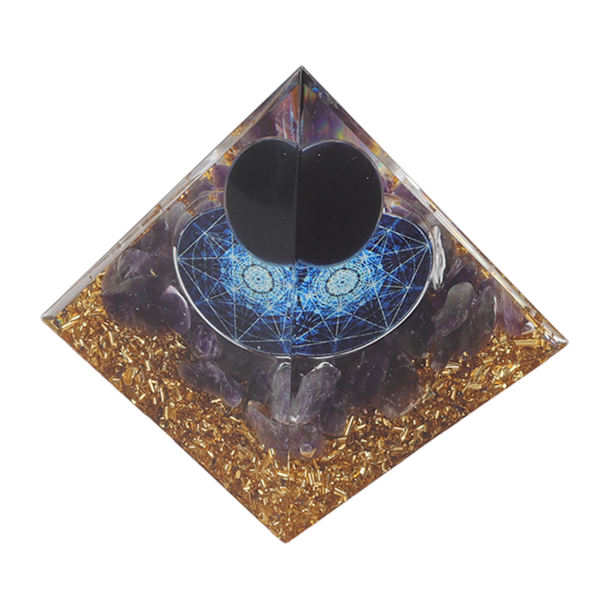 6CM Orgonpyramid Exquisit Läkande Energiserad Chakrapyramid Dekorativ Prydnad för Kontor Sovrum