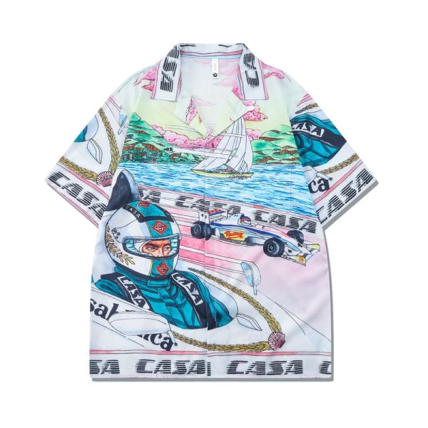 Stadium Print Casablanca Tennis Clubin lyhythihainen paita- ja set, unisex kesäksi, casual hip-hop havaijilainen rantatyyli CA32 XL