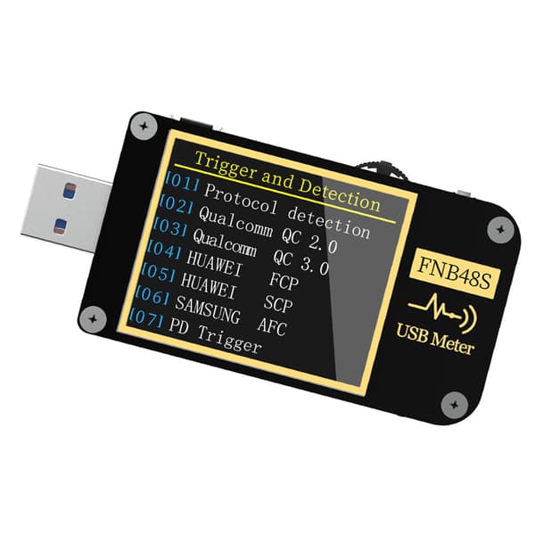 9-pin USB-spenningsmåler med skjermvippefunksjon, gravitasjonssensor, multifunksjonell USB-strømmåler FNB48
