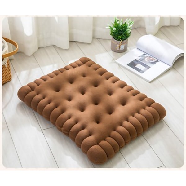 Stolesæde Pude Tyk Blød Elastisk Komfortabel Biscuit Form Plys Stolesæder til Kontor Spisestue Sofa Brun 40x45cm