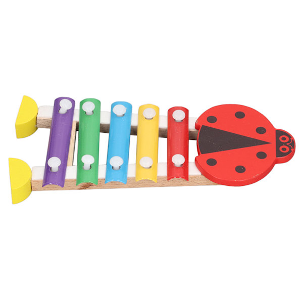 Hånd Percussion Uddannelsesmæssig Massivt Træ Glatte Kanter Tidlig Læring Musikalske Instrumenter Legetøj til Drenge Piger Toddler Ladybug Form