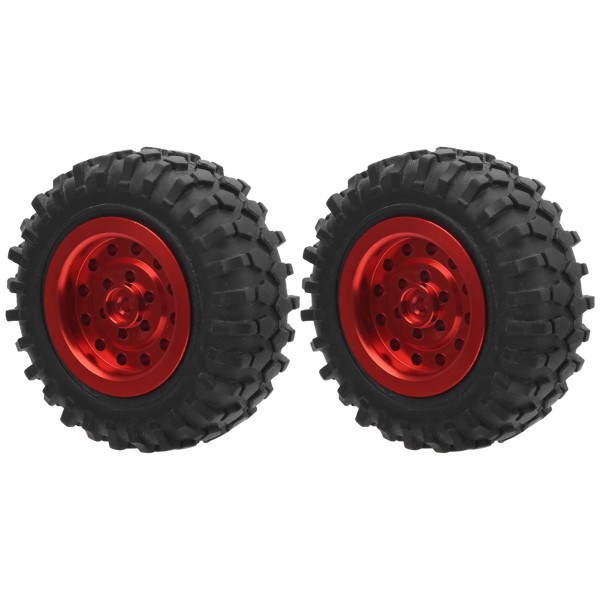 55 mm/2,2 tum RC lastbilsdäck med skruv Aluminiumlegering Gummi Antisladd för WPL D12 1/10(Röd R)