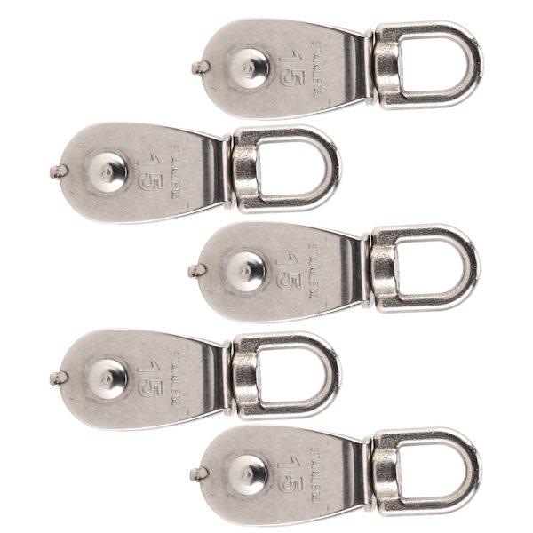 5 stk enkelt remskive rulle rustfrit stål 1500 kg leje med tykkelse 15 mm/0,6 tommer robust hardware