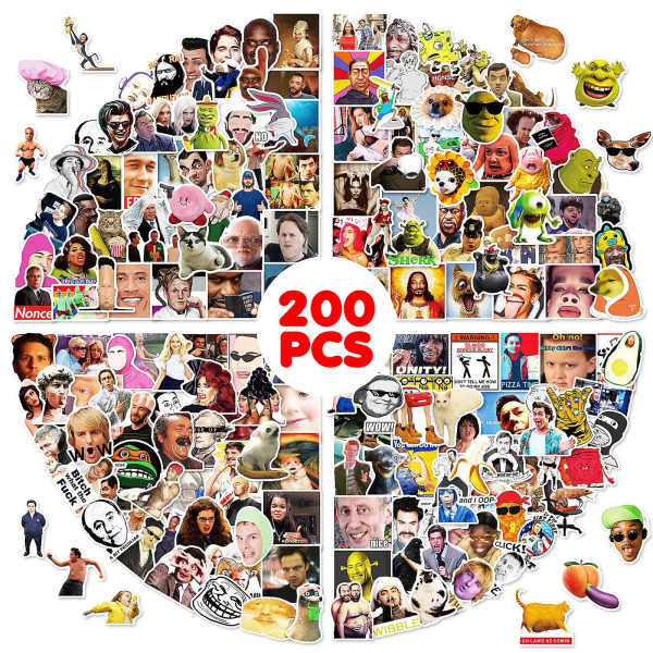 200-pack roliga uttryckssymboler Meme-klistermärken - Vattentäta vinyldekaler för bärbar dator, iPhone, vattenflaskor - vuxna och tonåringar
