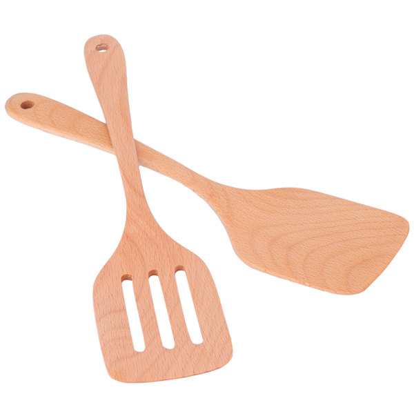 2-pack träspatelset miljövänlig non-stick hög temperaturbeständig platt spatel för hemmet