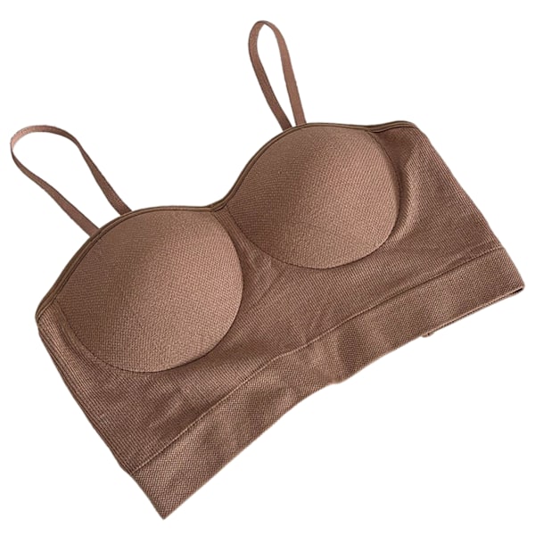 Spaghettistropper Tube Top Justerbar Hult Baggrund Basissløse Tube Top med Latex Fastgjort Kop Khaki Fri Størrelse (40‑67,5 kg / 88,2‑148,8 lb)