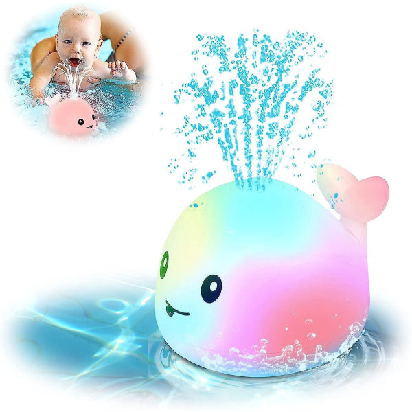 Whale Spray Simbassängleksak för baby - Vattentät och säker design - Upplyst rolig badleksak för 0-6 månader