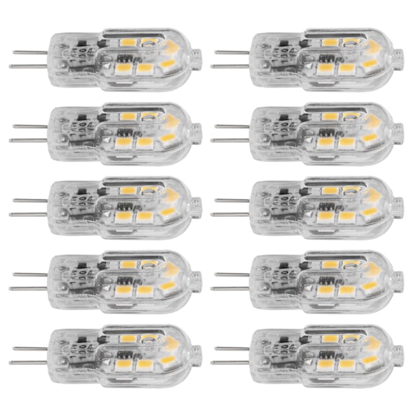 10 st Bi Pin-lampor 12LED 1,2W G4 LED-lampa för taklampa vägglampa skrivbordslampor 12V