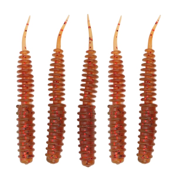 5 st gängad maggot artificiellt bete tårmotstånd Bärbar nål Svans Grub Fiske LureOrange