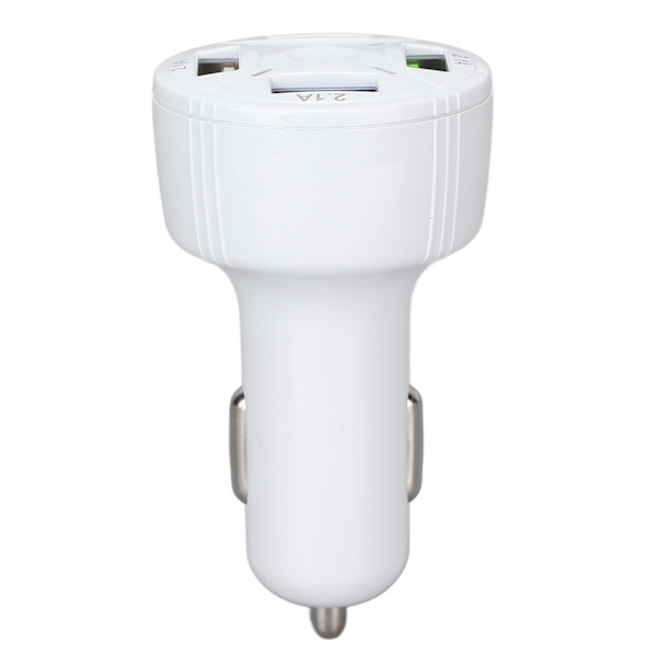 Billaddare 1 i 4 USB Ut QC3.0 Brandsäker Multi-skydd Plug and Play Universal 12‑32V Vit