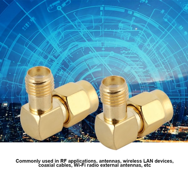 2 STK SMA hun til SMA han retvinklet adapter RF koaksial adapter konverter konnektor