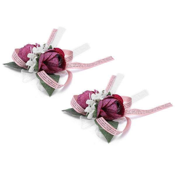 2 stk kunstige håndleddsblomster, innovative brudepikehåndleddskorsett, bryllupsdekorasjon, lilla