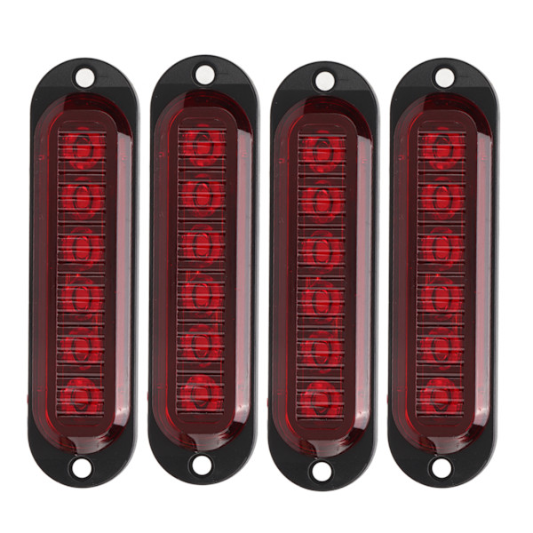 4 stk. Lastvogns Sidelys Høj Lysstyrke 90LM IP65 Vandafvisende 6 LED'er Lastvogns Nødlys 12‑24V Rød