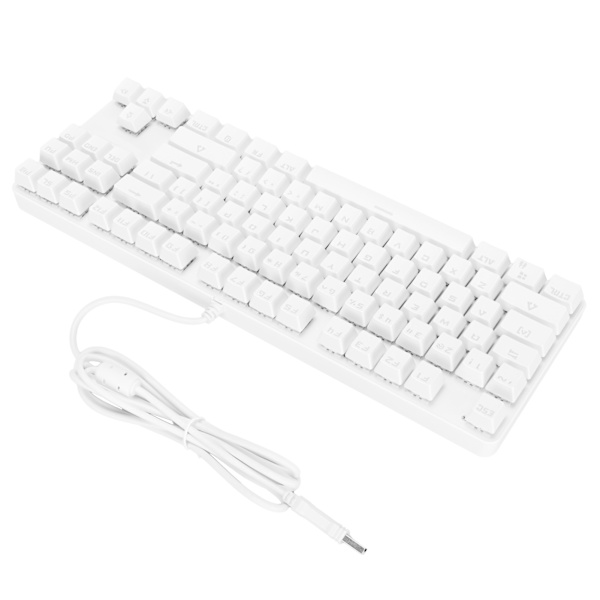 Mekaniskt speltangentbord 87 tangenter 9 bakgrundsbelysningslägen Kabelanslutet USB Bakgrundsbelyst tangentbord för PC GamersWhite