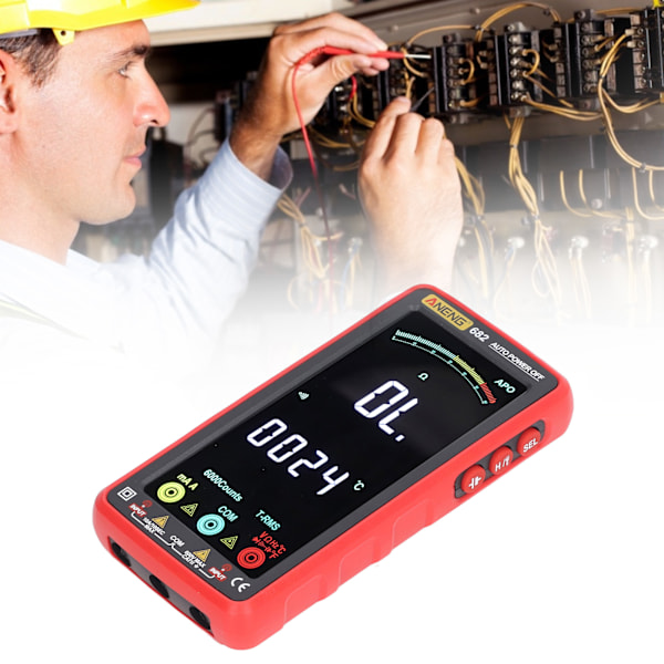 Digitalt multimeter med fuld skærm VA LCD automatisk rækkevidde modstandsspænding strømtester 6000 tællinger