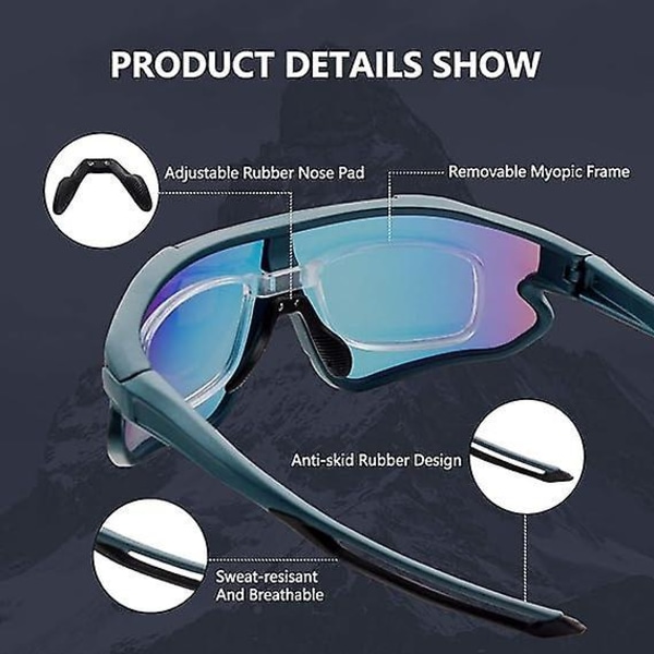 Cykelsolbriller - 3 udskiftelige linser - UV400 beskyttelse - Tr90 stel - Vindtæt beskyttelsesbriller