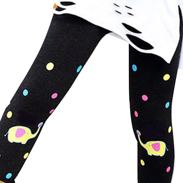 Flickor Leggings Varma Tjocka Hudvänliga Cartoon Print Över Häl Barn Tights Byxor för Höst Vinter S (Rekommenderad Höjd 90‑110cm / 35.4‑43.3in)