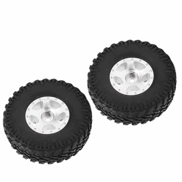 2 STK Metallfelger Dekksett for Axial SCX24 90081 1/24 RC Crawler Bil Oppgraderingsdeler Sølv