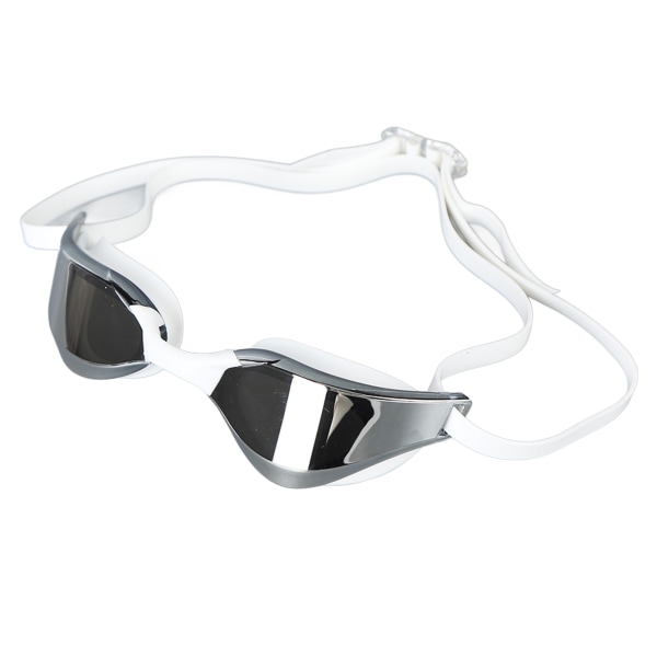 Svømmebriller for voksne Ingen lekkasje UV-beskyttelse Swim Racing-briller High Definition-linser White Sliver