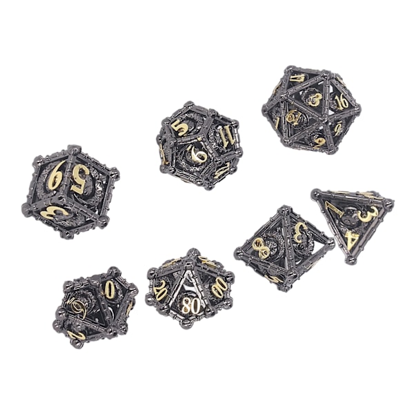 7 stk. Metal Polyhedral Dice mønster graveret spil rekvisitter messing metal terninger til brætspil rollespil