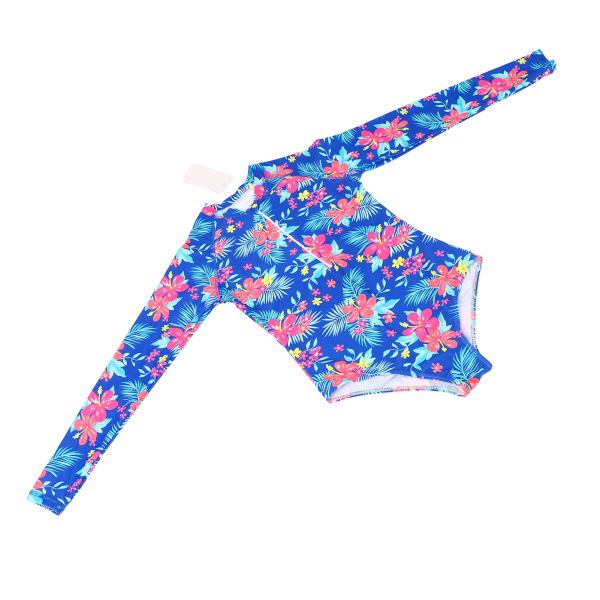 Piger One Piece Badedragt Langærmet Blomsterprint Åndbar Børne One Piece Badetøj Badedragt til Summer Beach