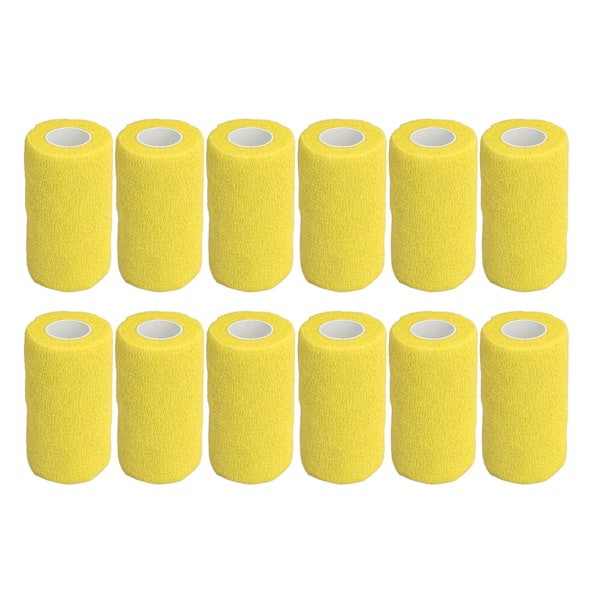 12 stk. bandage wrap af naturlig latex elastisk selvklæbende wrap til køer hunde heste 10 cm gul