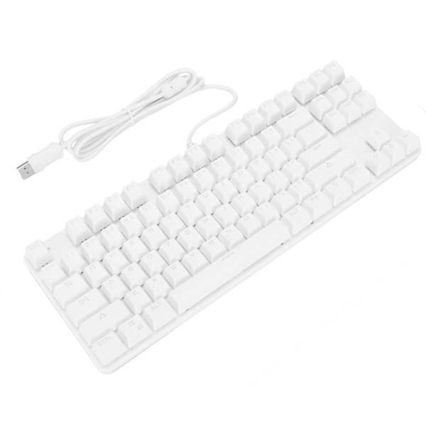 Mekaniskt speltangentbord 87 tangenter 9 bakgrundsbelysningslägen Kabelanslutet USB Bakgrundsbelyst tangentbord för PC GamersWhite