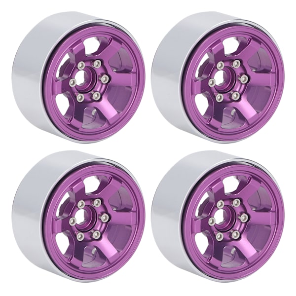 4 kpl RC-pyörän set alumiiniseosta CNC RC-vanteen navat 1,9 tuuman renkaan kulutuspinnalle, violetti