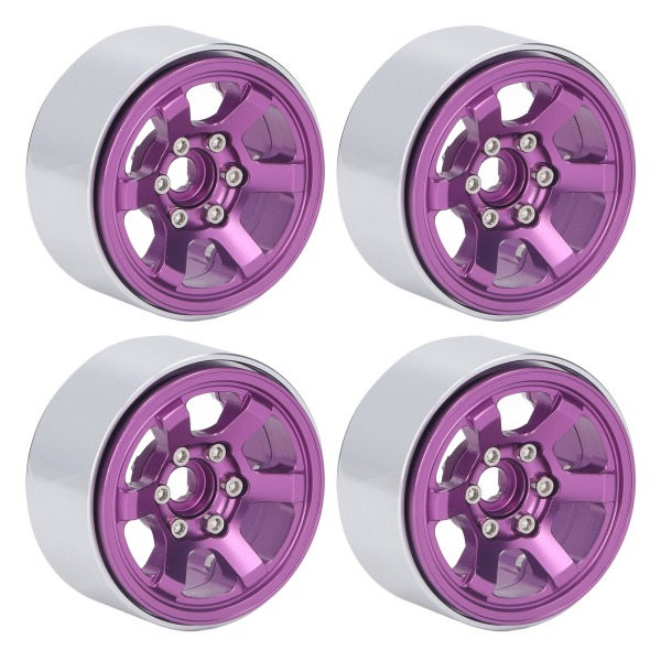 4 ST RC hjulnav set aluminiumlegering CNC RC hjul fälgnav för 1,9 tum däck slitbana lila