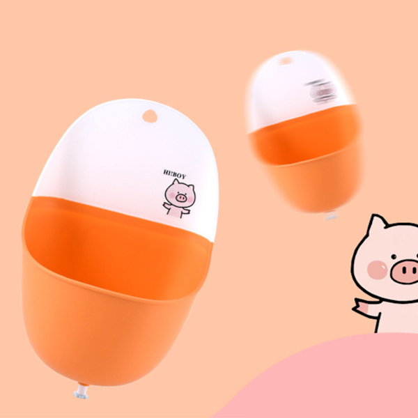 Baby Potta Lätt Bärbar Hopvikbar Praktisk Kapacitet PP TPR Cartoon Style Potträning Potta för Pojkar Orange Gris (med Krokar Vattenproppar)