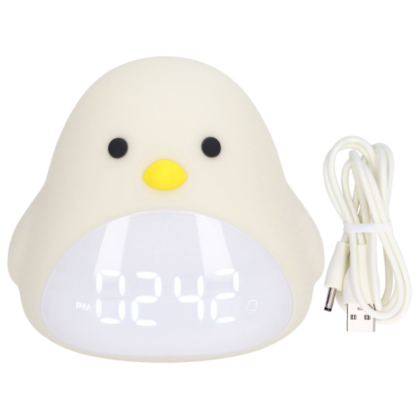 Söt fågel väckarklocka ljus LED nattlampa USB laddning tecknad klocka nattljus för sovrum